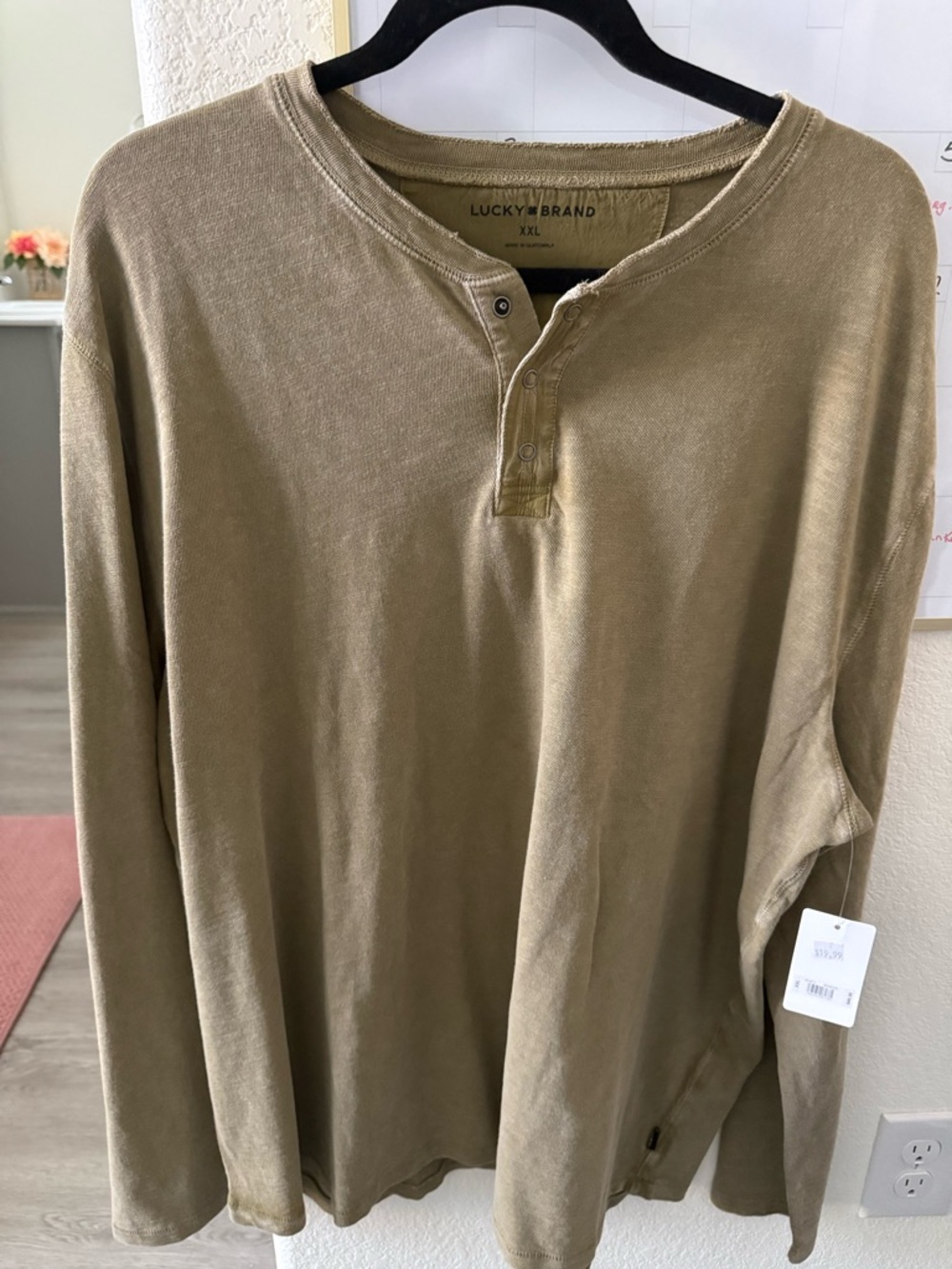 New Lucky Brand Men's Long-Sleeve Henley in Olive